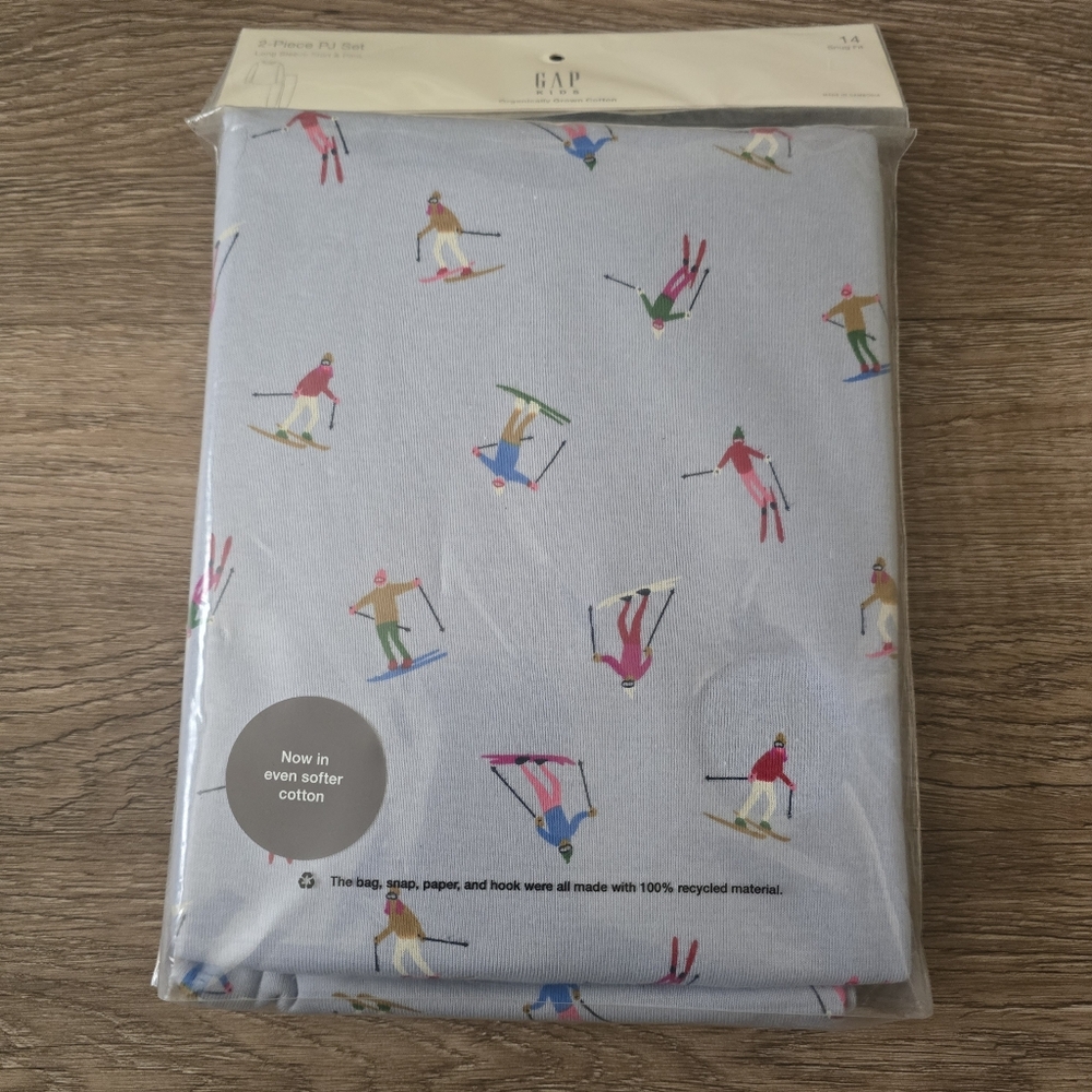 GAP Light Blue Skiers Print Pajama Set